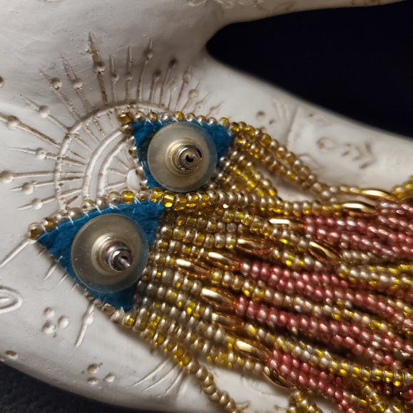 VINTAGE PIECE seedbeads gold and pink earrings! - Picture 3 of 3